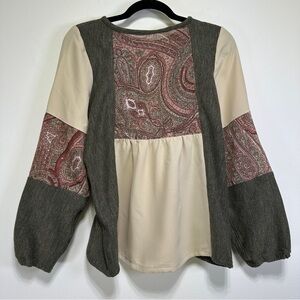 Boho Patchwork Handmade Blouse | Puff Sleeve Peasant Top